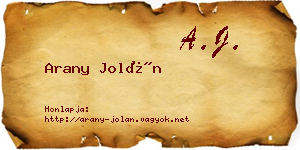 Arany Jolán névjegykártya