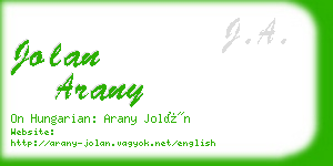 jolan arany business card